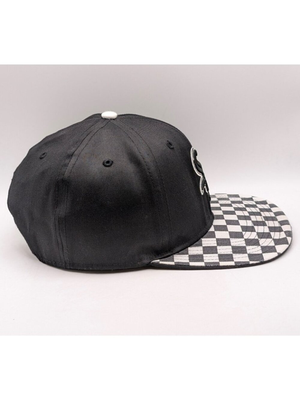 Chicago White Sox Snapback Hat YOUTH '47 Brand Black White Checkered Flat Bill - Picture 3 of 6